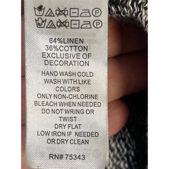 Artisan NY Womens Open Front Cardigan Sweater Small Black & White Linen Blend - Picture 5 of 5